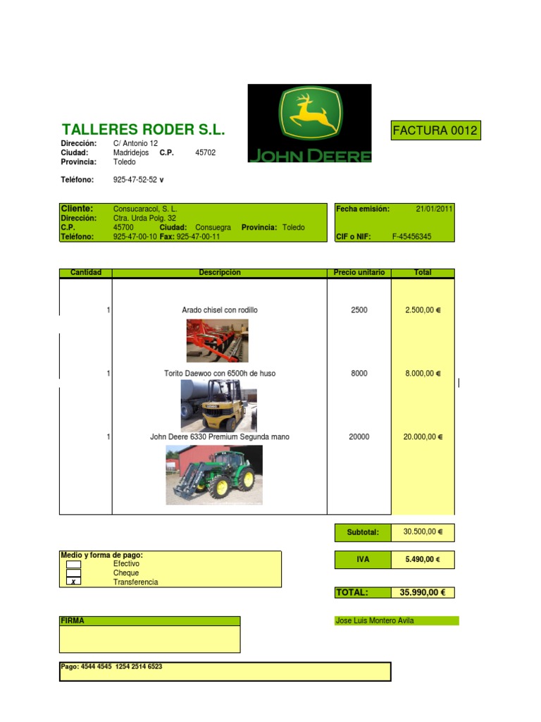 Factura de maquinaria agrícola usada | PDF
