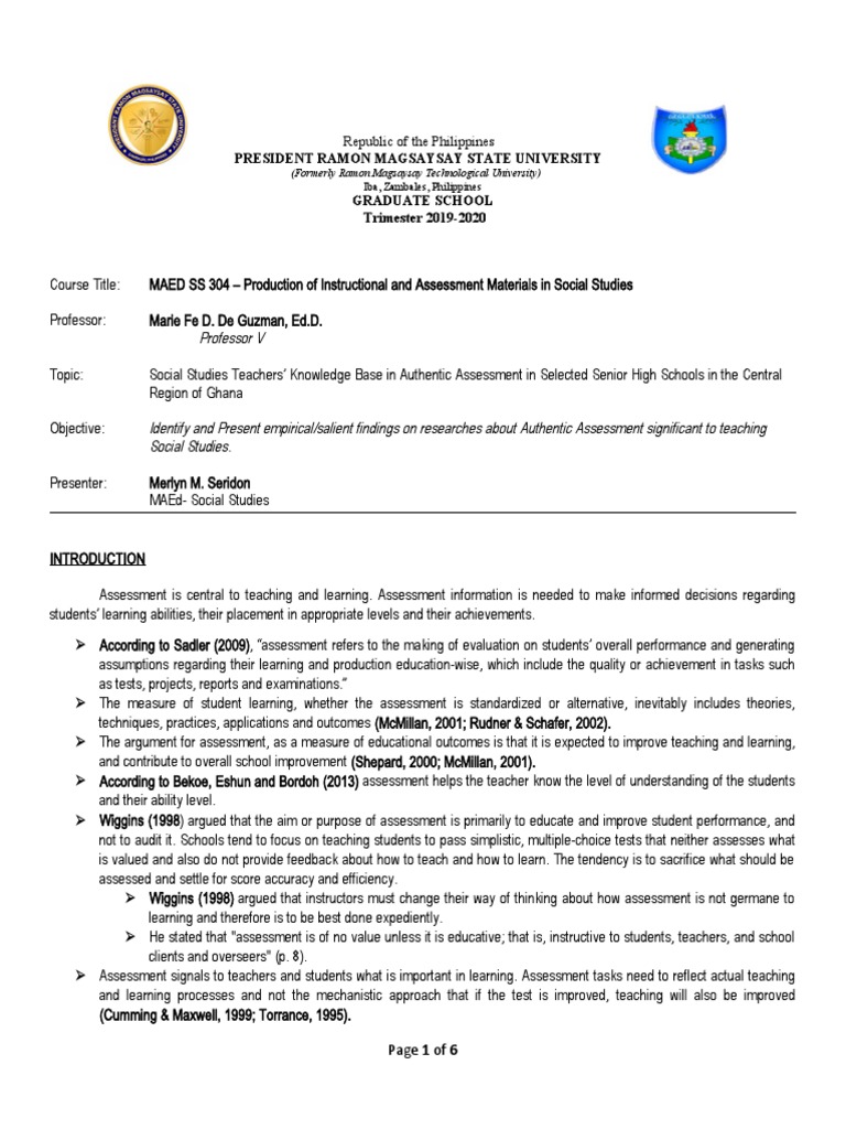 Professor V President Ramon Magsaysay State University Graduate School