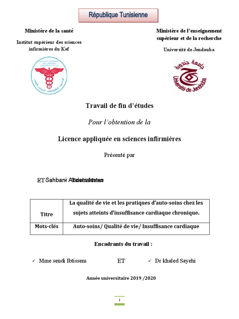 Tfe Finale Pdf Insuffisance Cardiaque Specialites Medicales