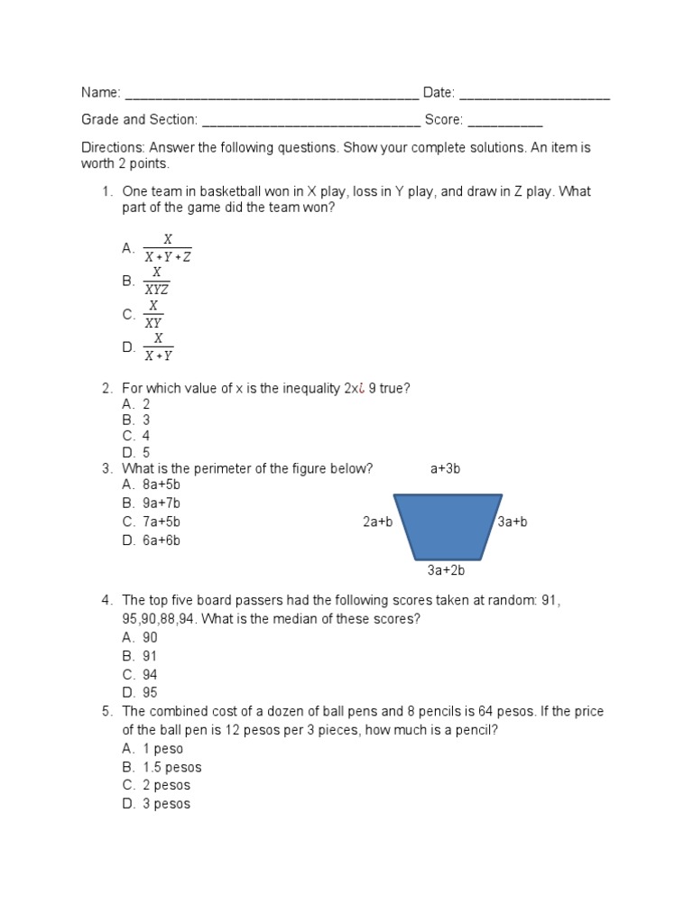 20 Math Test Questions | PDF | Economies | Business