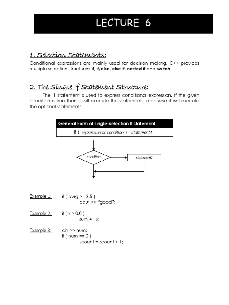 03 - Selection Statements (If, Switch) | PDF | Numbers | Mathematical ...