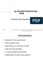 Data Mining and Data Warehousing IT509: Instructor: Rosy Das (Sarmah)