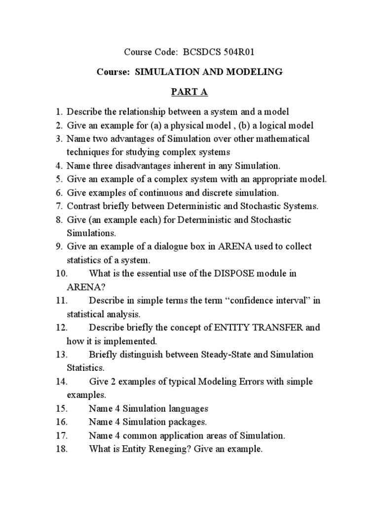 Course: Simulation and Modeling Part A | PDF | Simulation | Probability ...