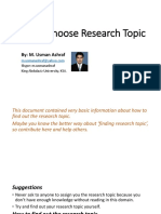 How to choose Research topic