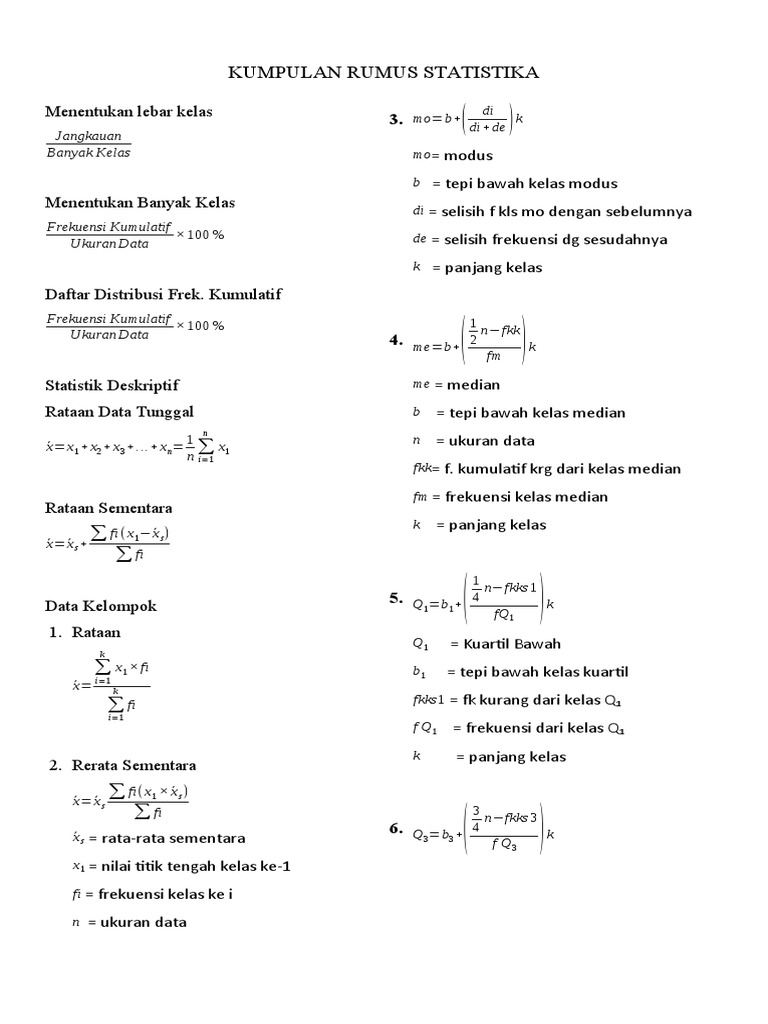 Kumpulan Rumus Statistika