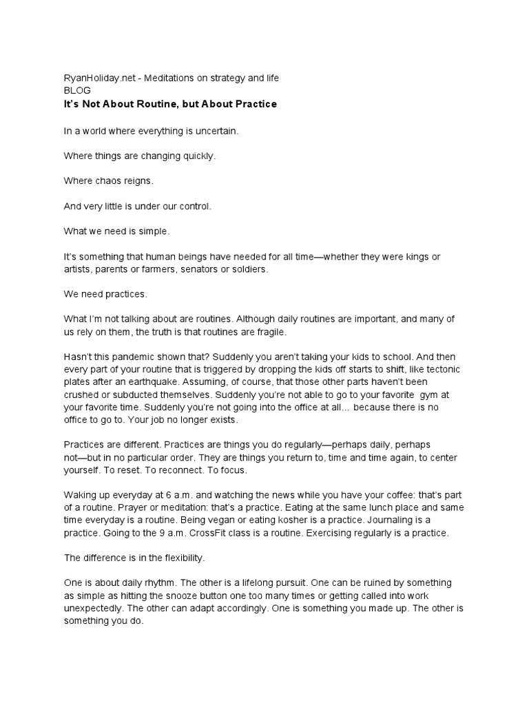 Embracing Practices Over Routines | PDF