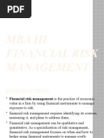 Mba Iii Financial Risk Management