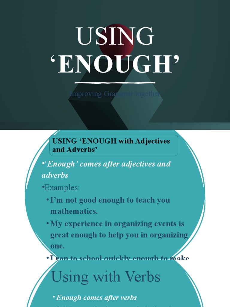 Using Enough': Improving Grammar Together | PDF | Language Arts ...