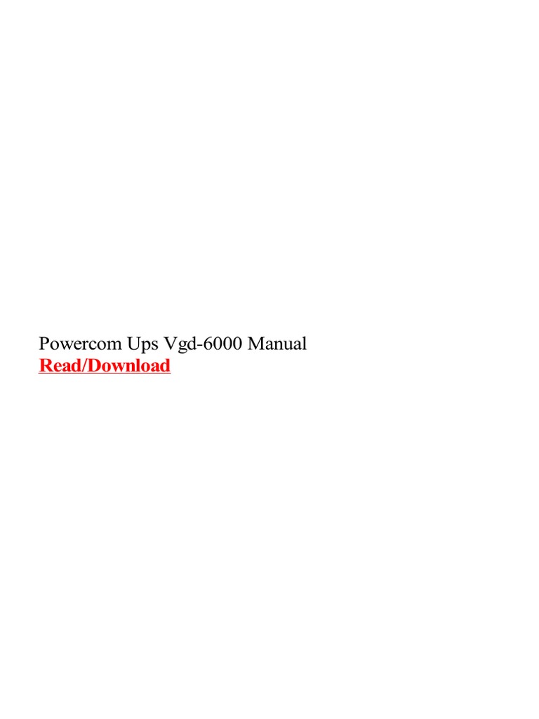 Powercom Ups Vgd-6000 Manual: Read/Download | PDF
