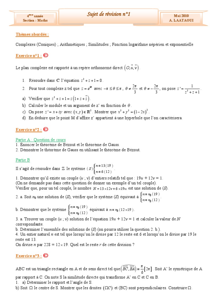 Exercice De Math Bac Pro Avec Corrigé Pdf