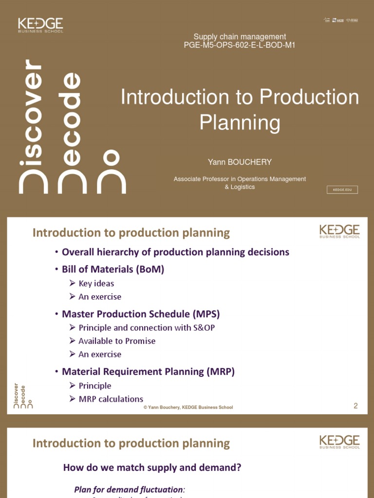 Introduction To Production Planning | PDF | Business Process Management