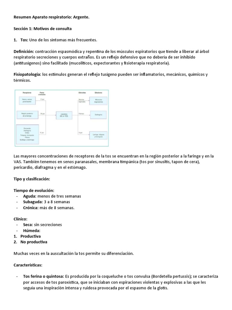 Motivo de Consulta-Aparato Respiratorio-Argente | PDF | Tos | Epidemiología