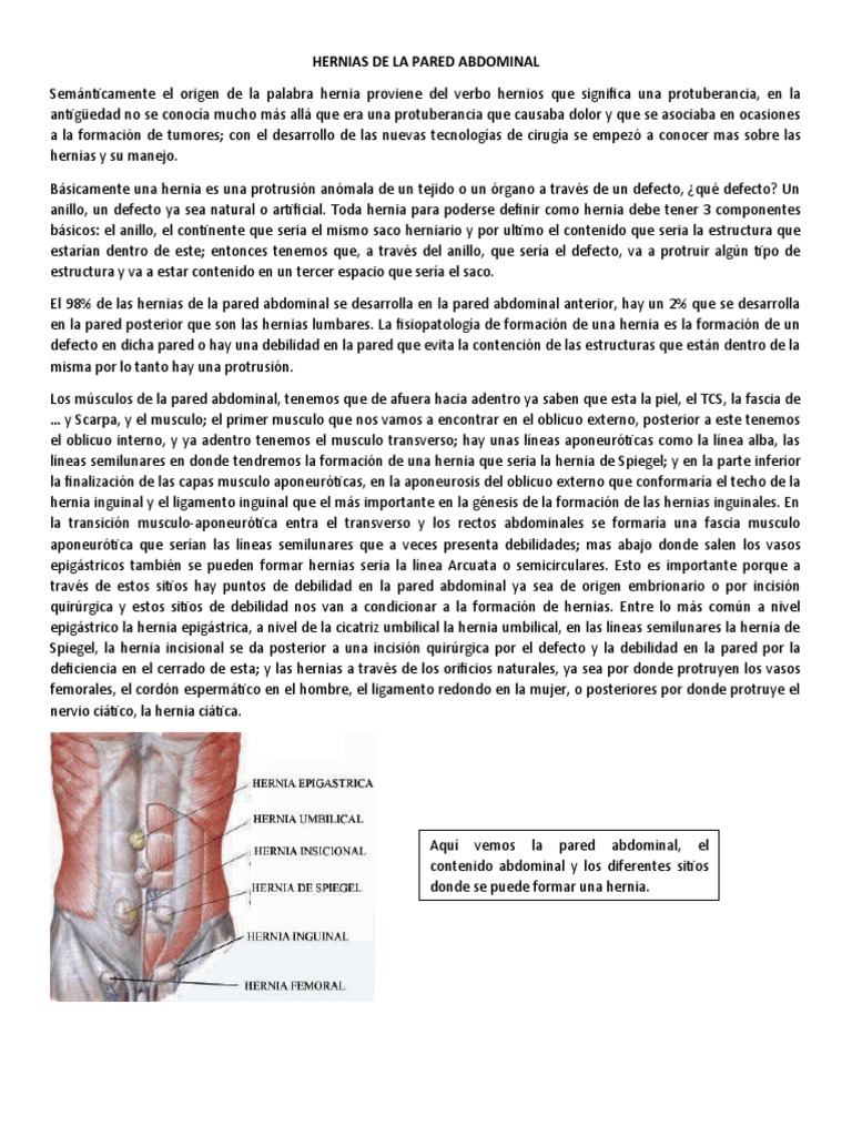Hernias de La Pared Abdominal | PDF | Abdomen | Especialidades Medicas