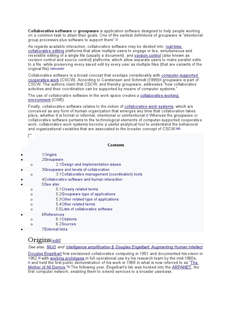 Origins: Collaborative Software or Groupware Is Application Software ...