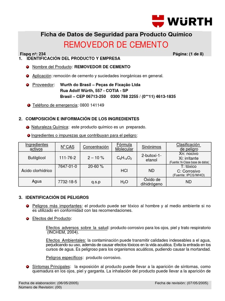 Ficha de Seguridad4623-Msds1-893-199-20-Hs | PDF | Ácido clorhídrico ...