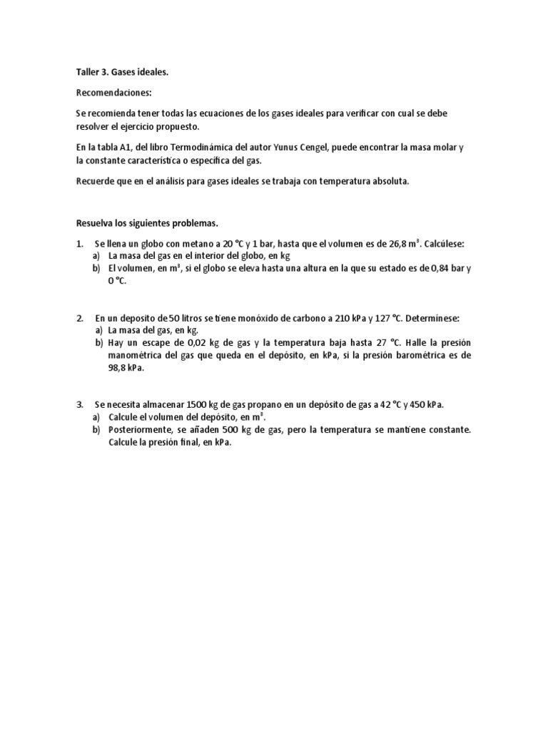 Problemas de Gases Ideales Resueltos | PDF | Métodos y materiales de ...