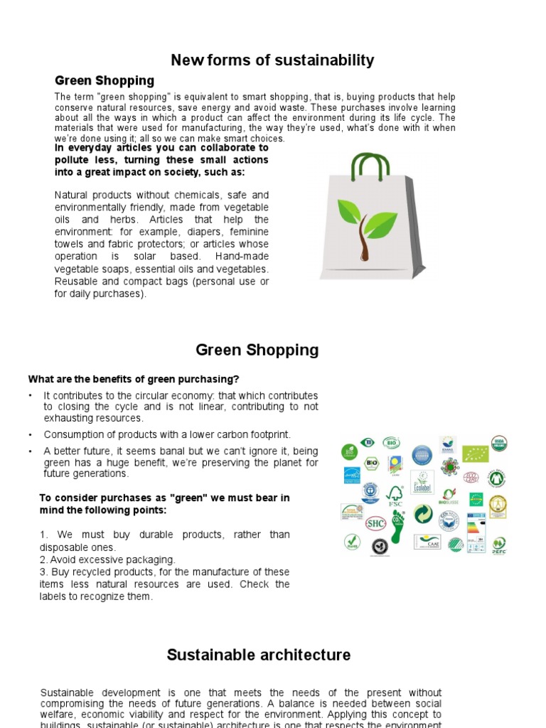 Green Shopping and Sustainable Architecture | PDF | Reuse | Sustainability