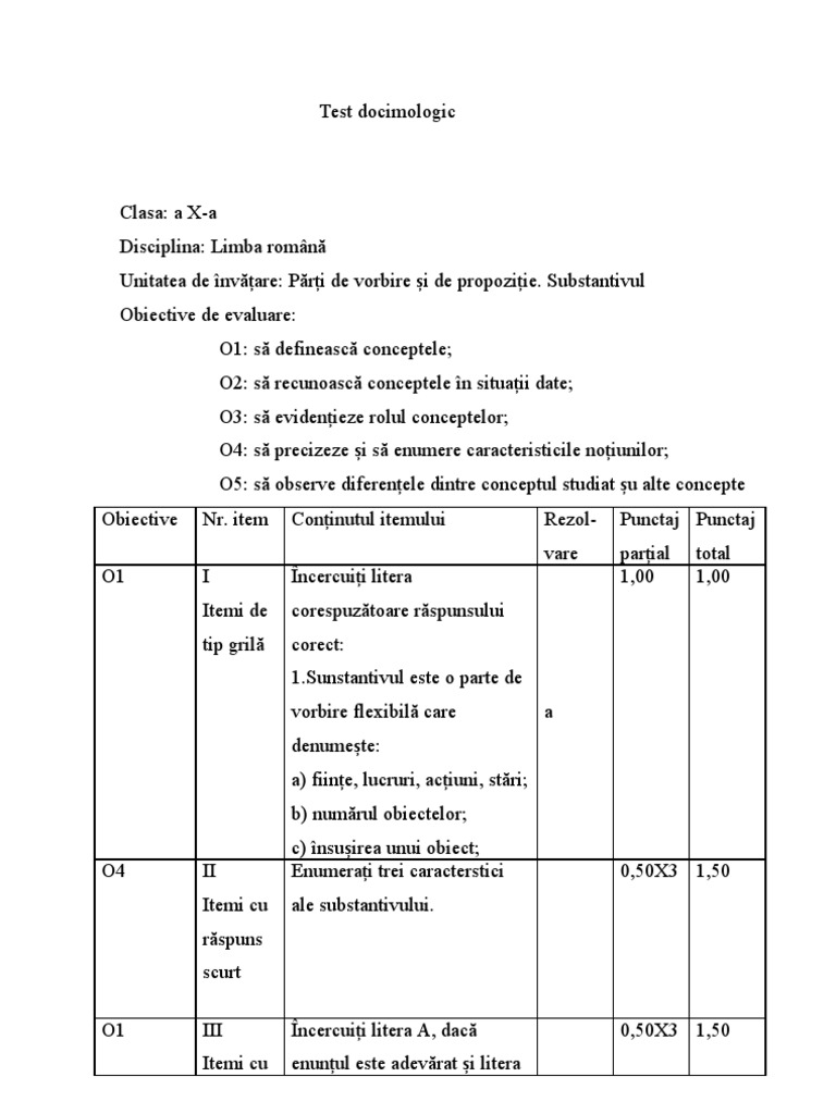 Test Docimologic Lic | PDF