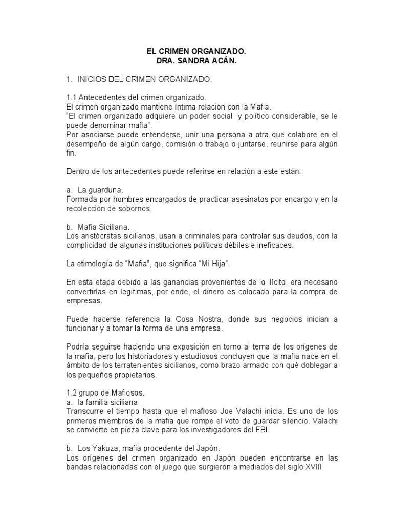 Orígenes y Estructura del Crimen Organizado | PDF | Mafia | Crimen ...