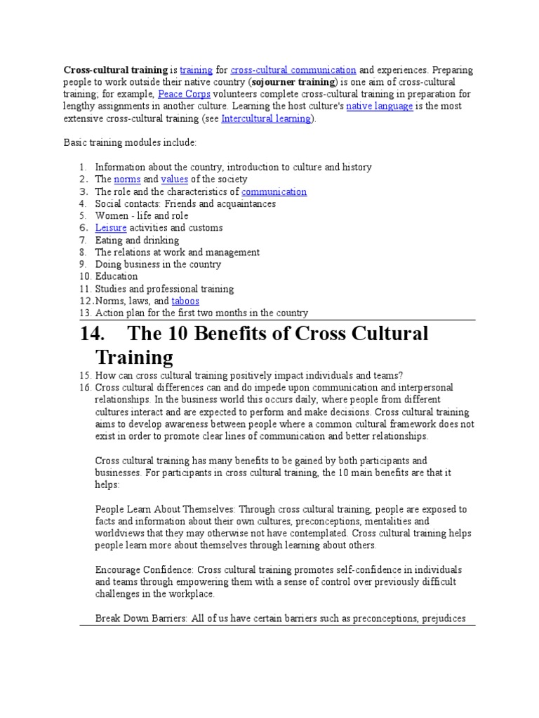 Benefits of Cross-Cultural Training | PDF | Trust (Emotion) | Cross ...