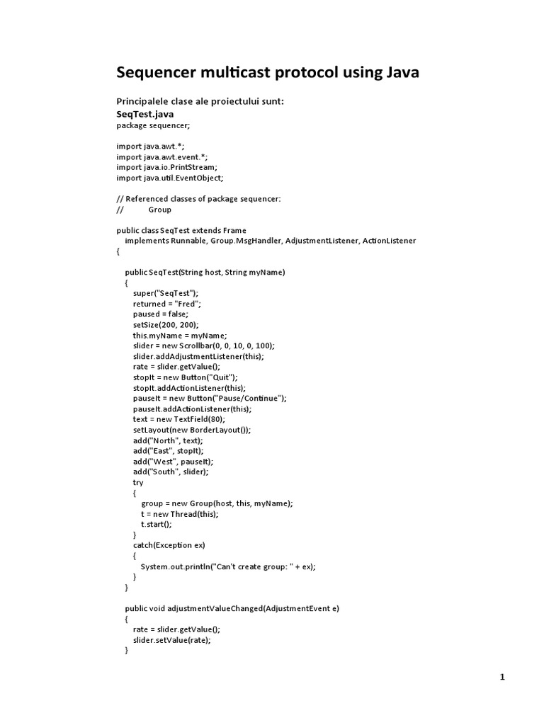 Sequencer Multicast Protocol Using Java PDF Java (Programming