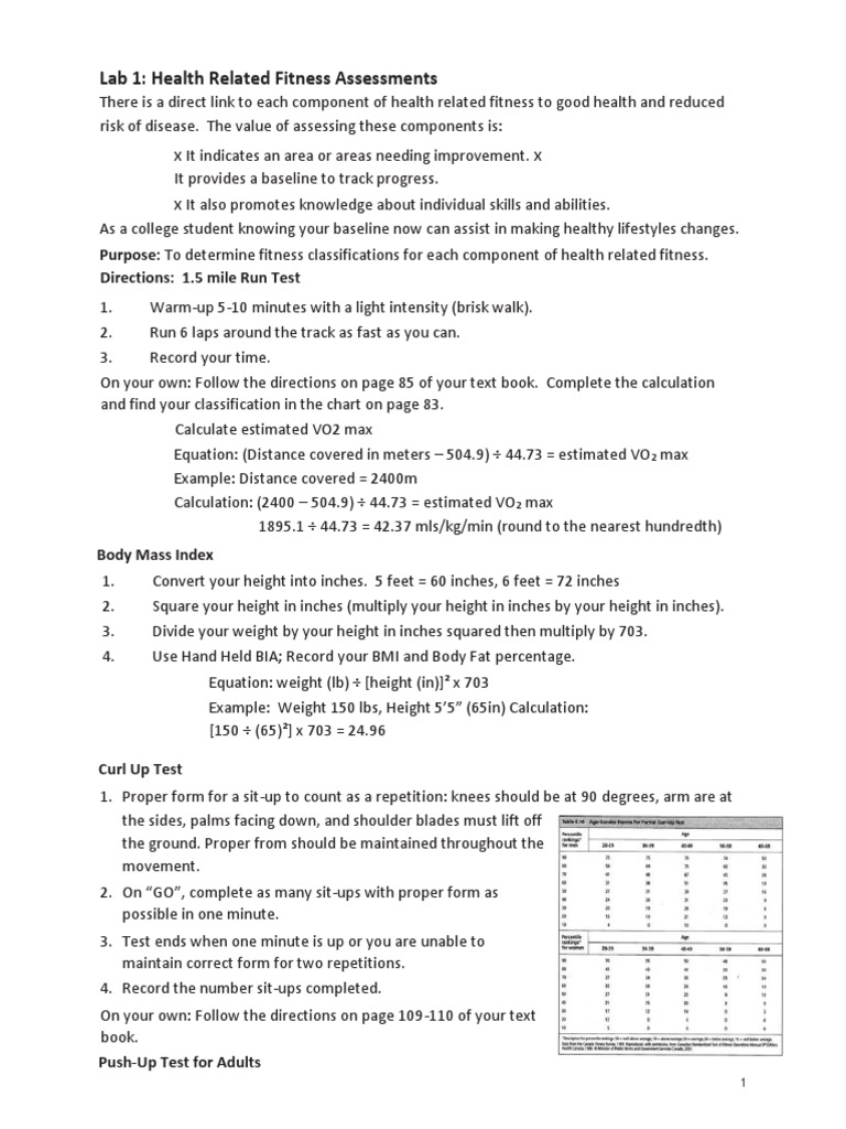 Health Fitness Assessment Guide | PDF | Physical Fitness | Body Mass Index