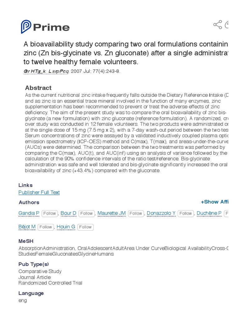 PRIME PubMed A Bioavailability Study Comparing Two Oral Formulations