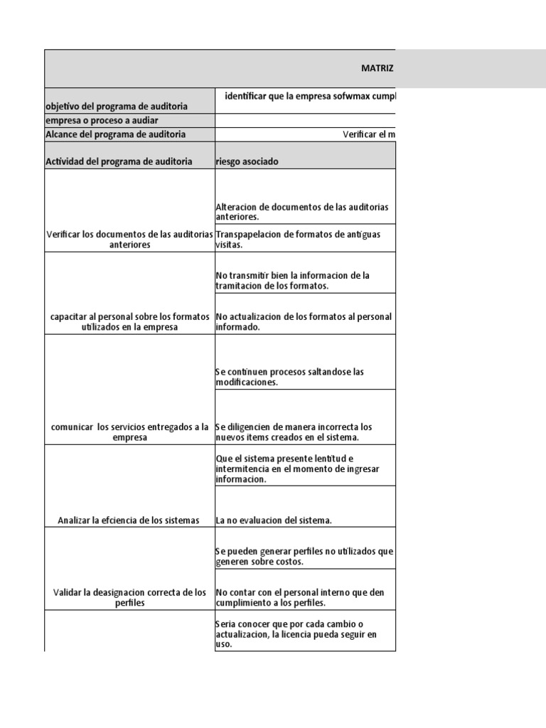 Matriz de Riesgos en Auditoría de Software | PDF | Auditoría | Software