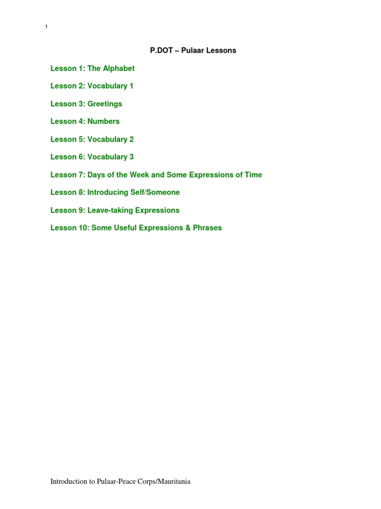 Pulaar Language Lessons | PDF