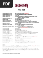 FALL 2020 Academic Calendar