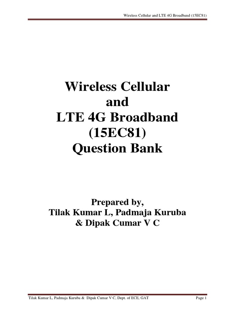 LTE 4G Broadband Question Bank Guide | PDF | Orthogonal Frequency ...