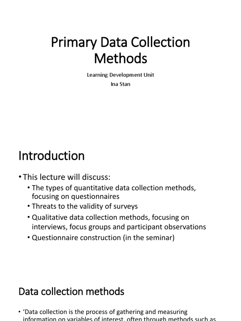 Data Collection Methods PDF Survey Methodology Interview