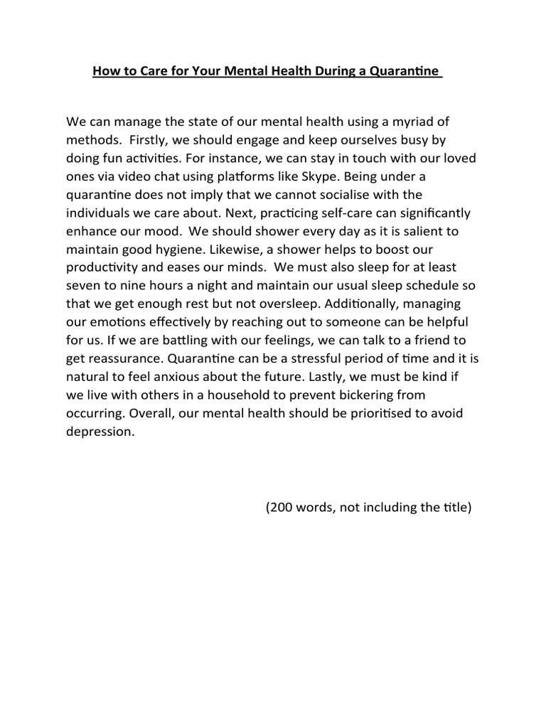 How To Care For Our Mental Health | PDF