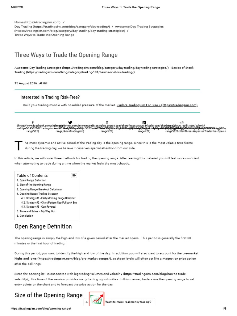 Three Ways To Trade The Opening Range: Open Range de Nition | PDF ...