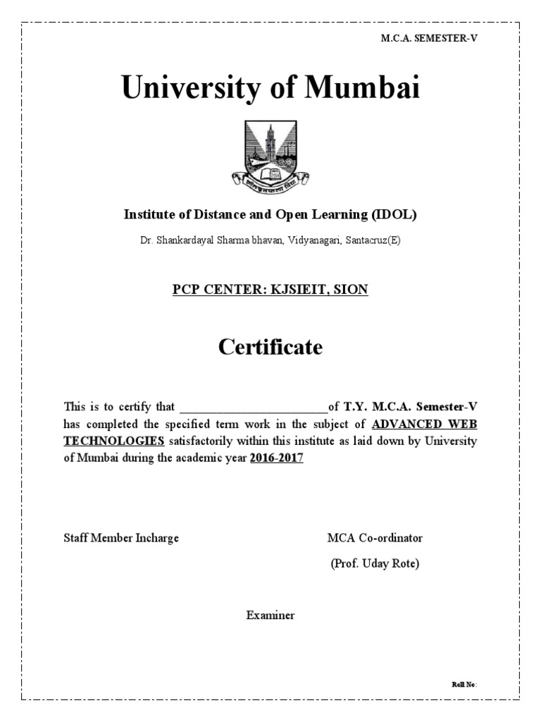 University of Mumbai: Certificate | PDF | Java Servlet | Java ...