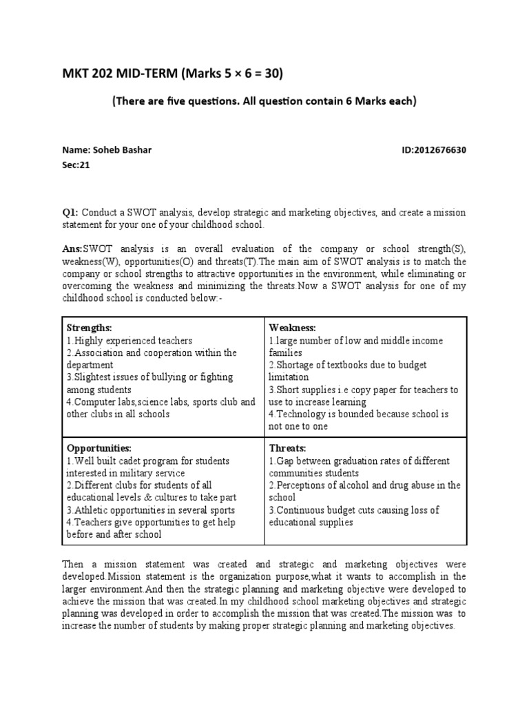 SWOT Analysis and Marketing Strategies | PDF | Market Segmentation ...