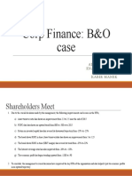 Corp Finance: B&O Case: Aditya Prakash Enakshi Banerjee Harsh Sinha Kabir Manek