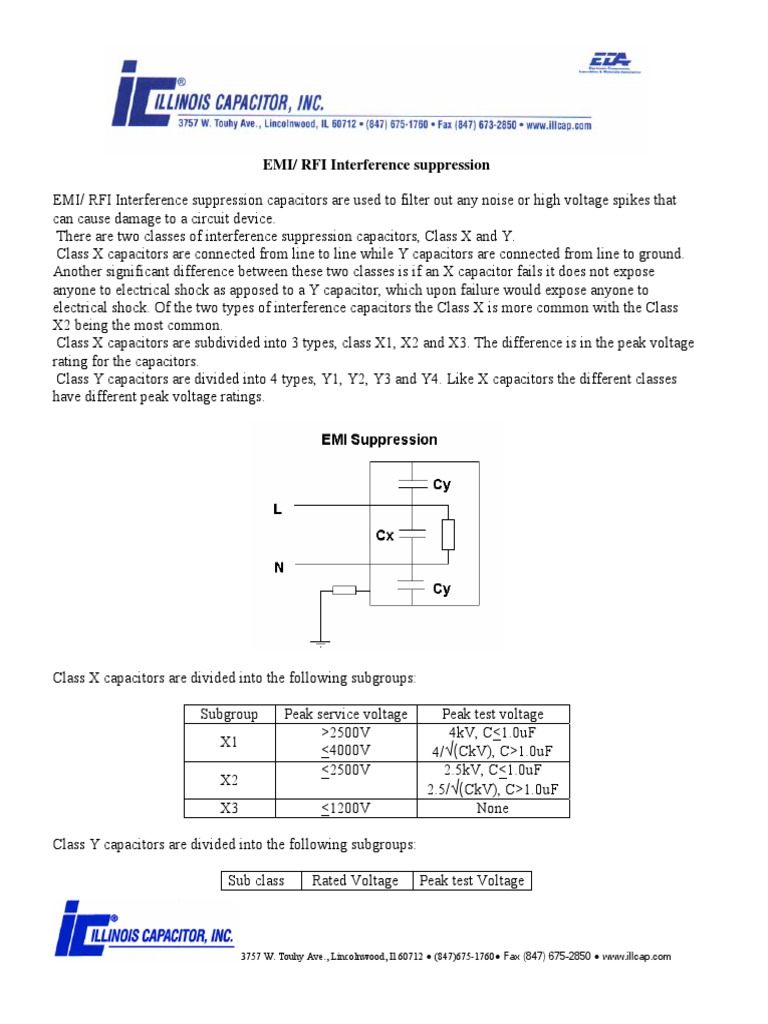EMI/RFI Suppression Capacitors Explained | PDF | Teaching Methods ...