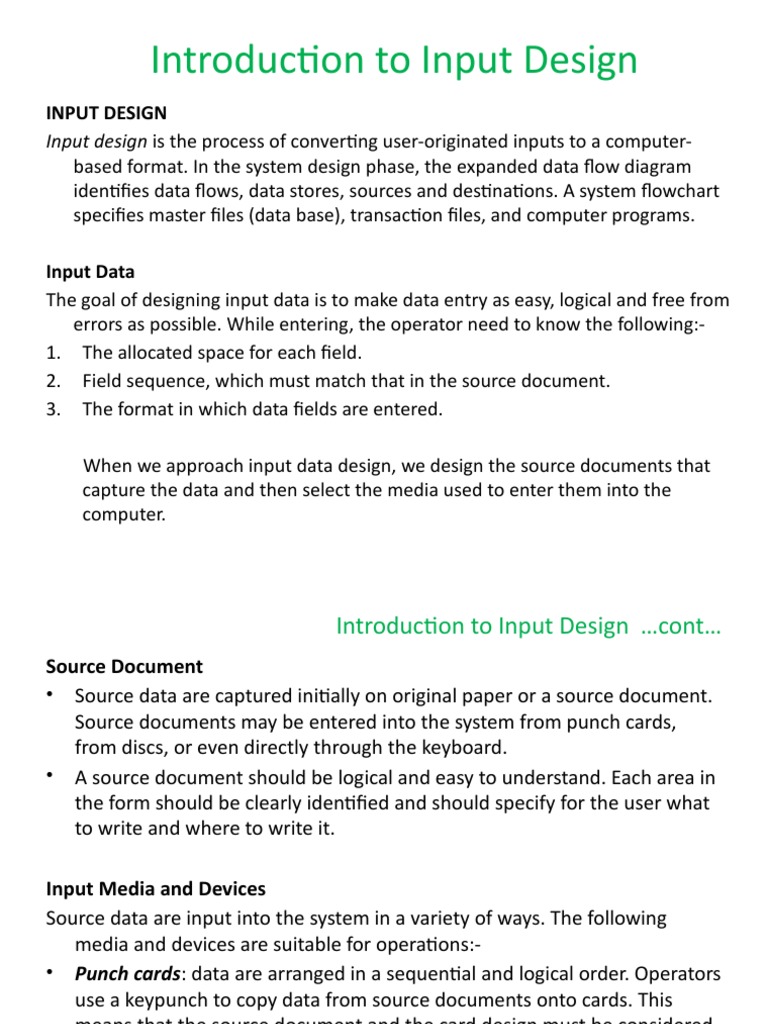 Introduction To Design - Input & Output | PDF | Input/Output | Computer ...