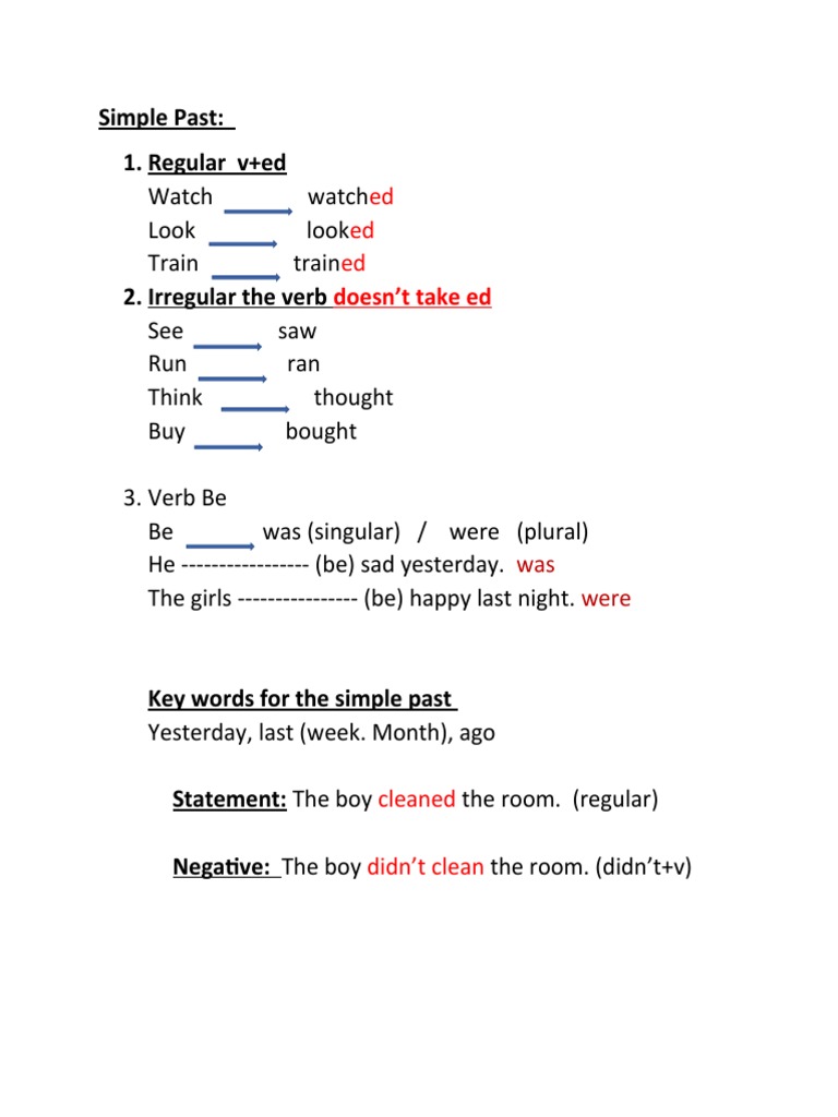Simple Past: 1. Regular V+ed | PDF