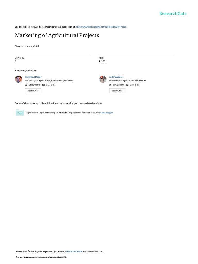 Marketing of Agricultural Projects: January 2017 | PDF | Retail | Marketing