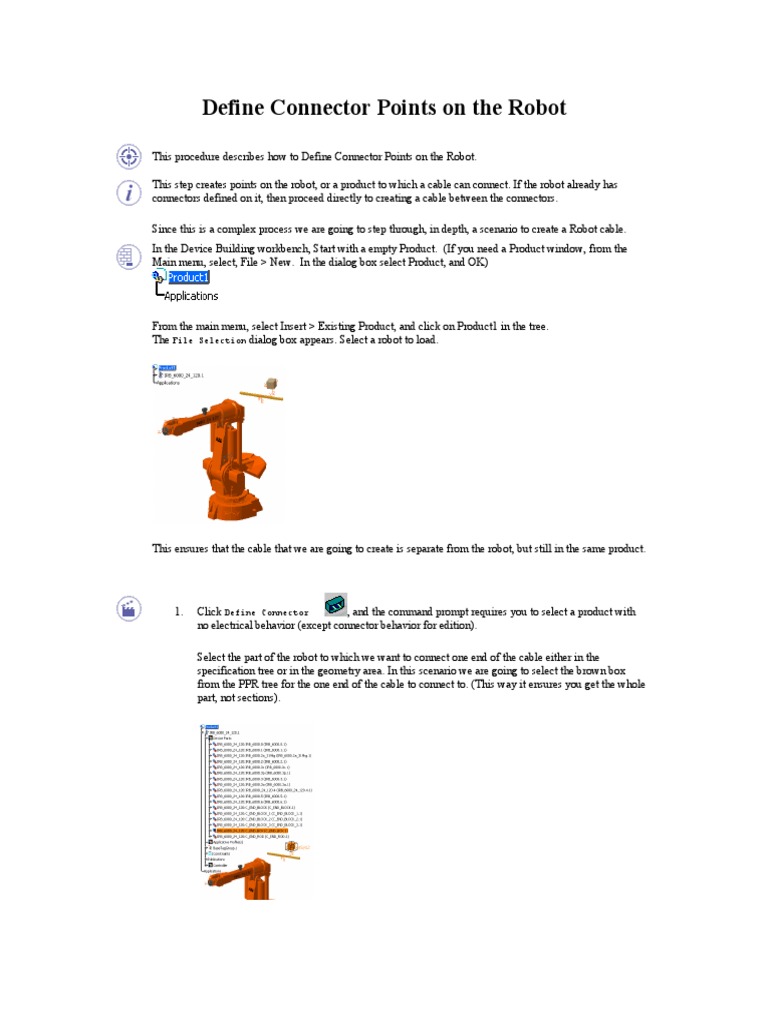 Define Connector Points On The Robot File Selection PDF Tangent