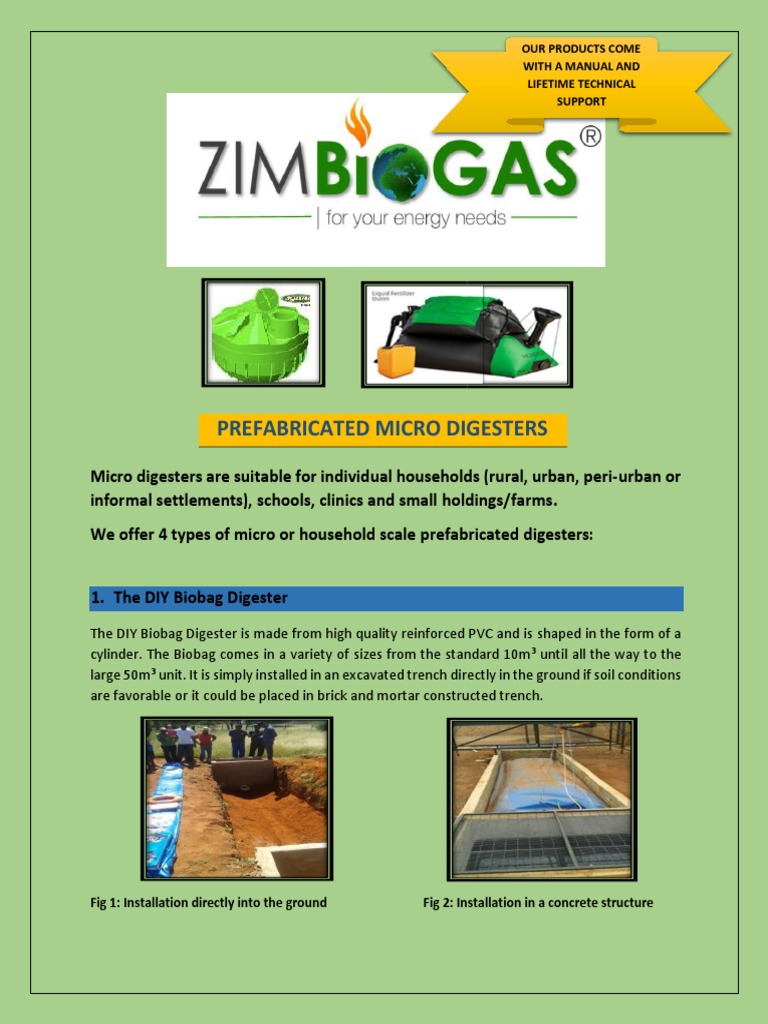 Prefabricated Micro Digesters Our Products Come With A Manual and