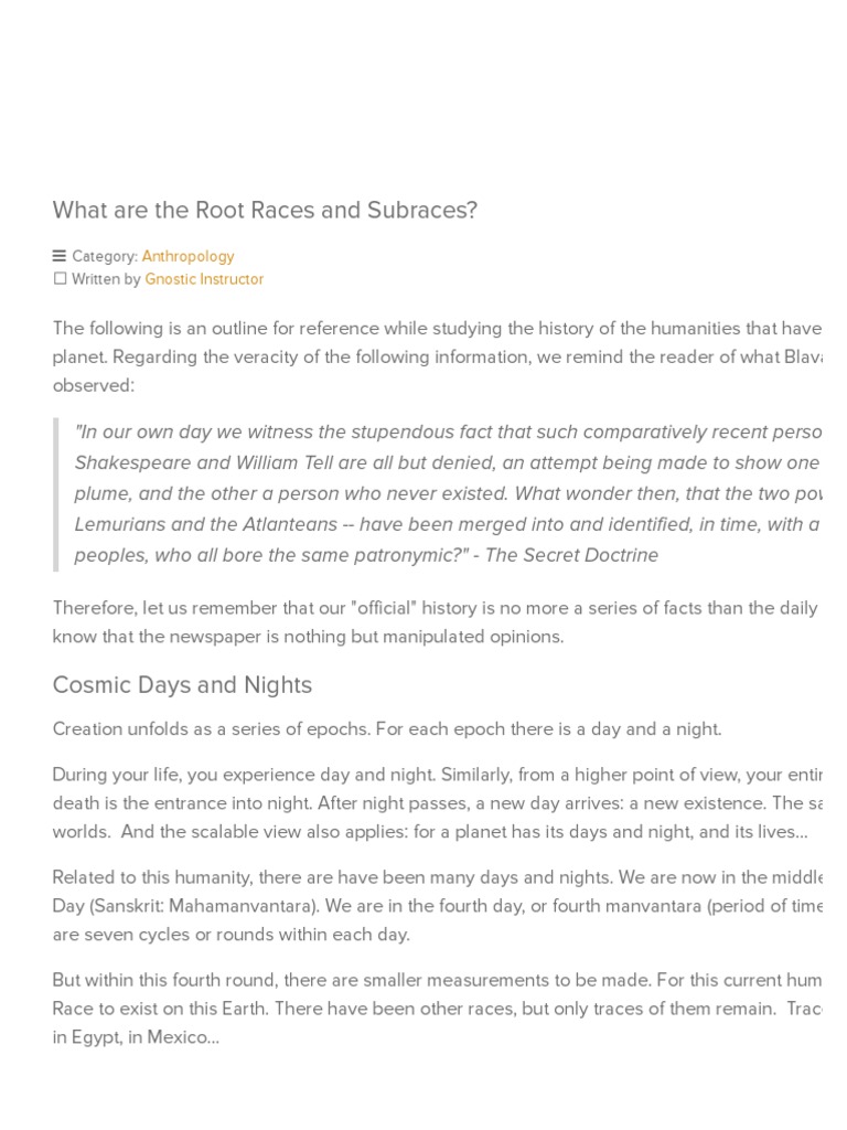 Overview of the Seven Root Races | PDF | History