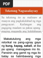 Aralin 1.4.2 Tekstong Nagsasalaysay, Retorikal Na Pang-Ugnay