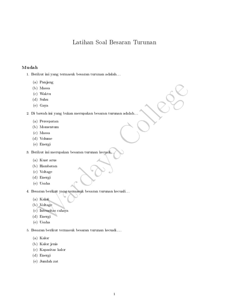 02 02 01 Besaran Turunan Soal