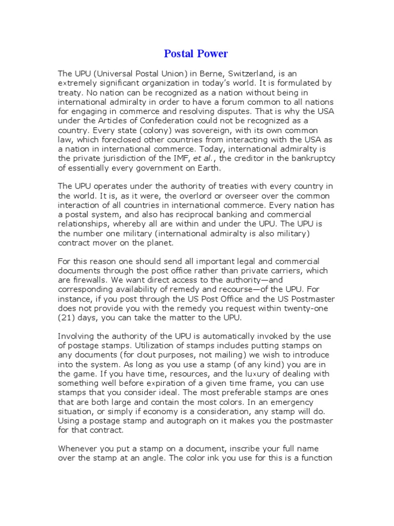 Postal Power Universal PDF Postage Stamp Mail