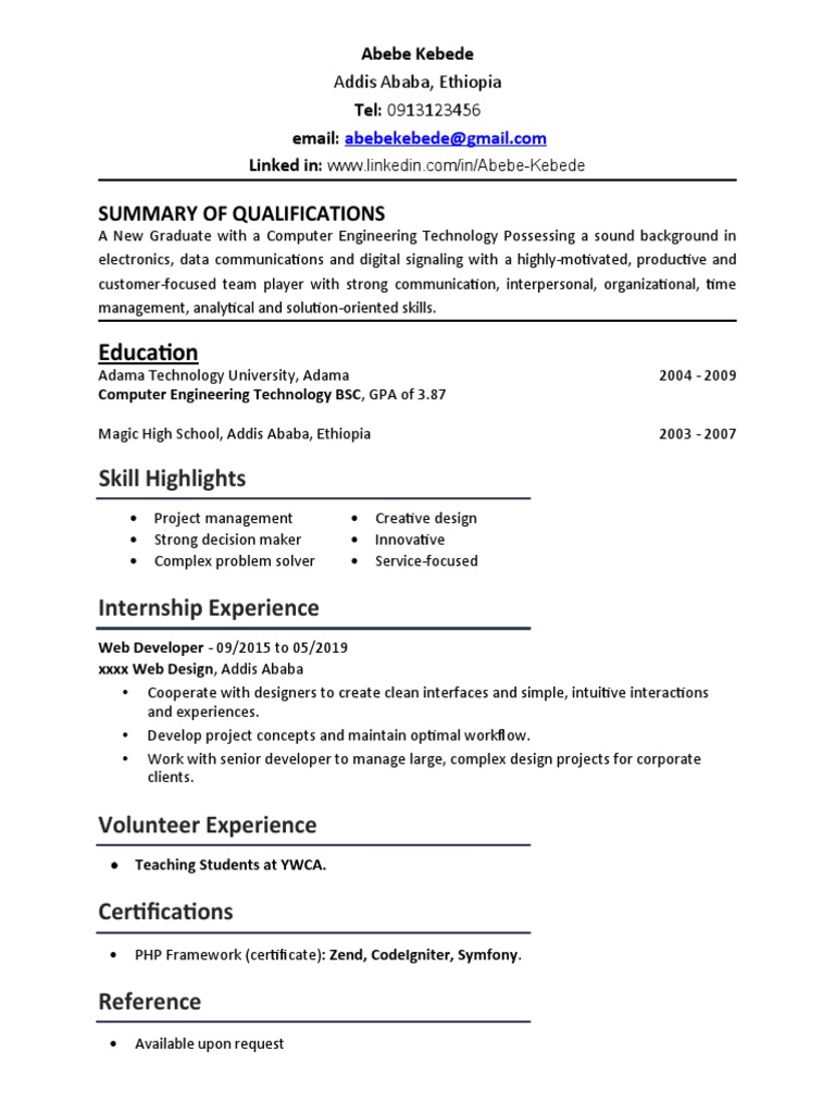 Sample CV 1 | PDF