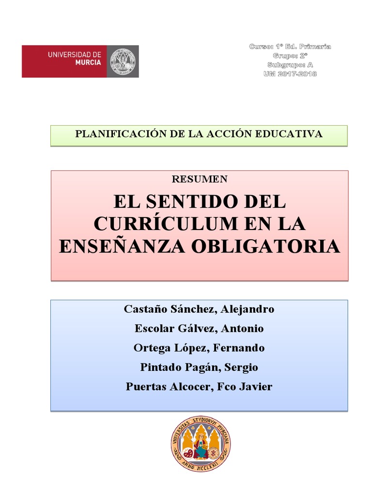 El Sentido Del Currículum en La Enseñanza Obligatoria | PDF | Plan de ...