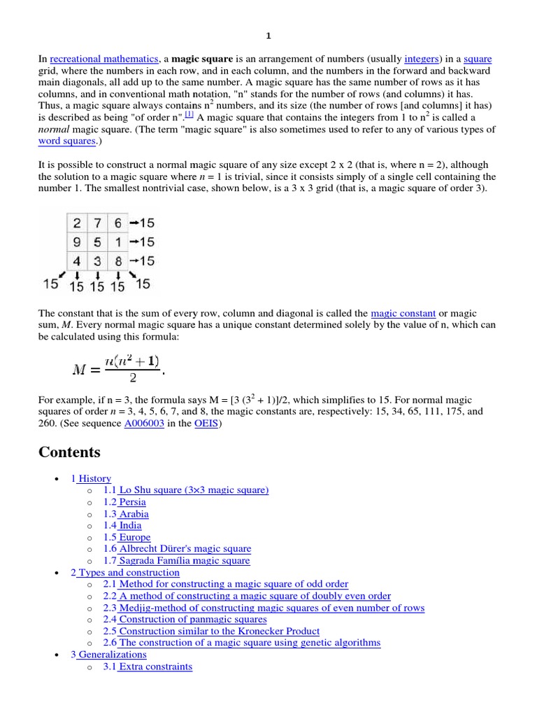 SQUARE Mathematics PDF | PDF | Magic (Paranormal) | Numbers